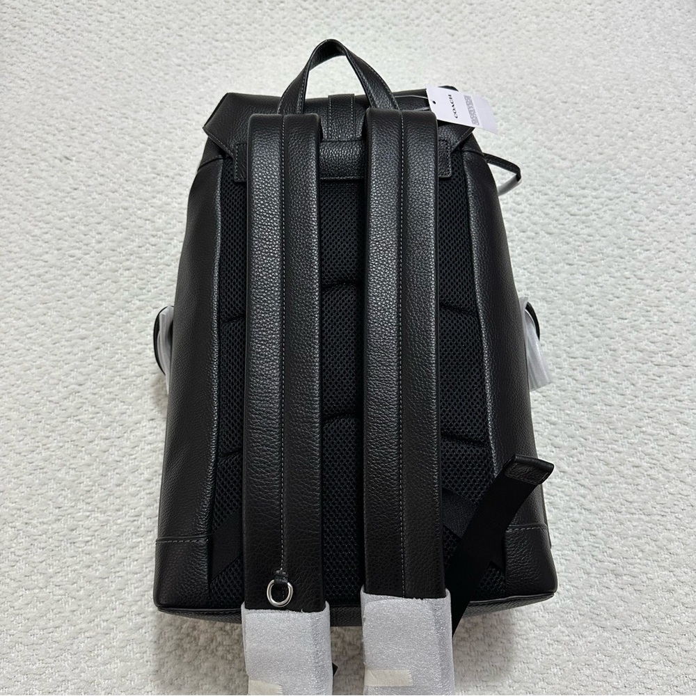 NWT Coach Warner Laptop Black Pebbled Leather Backpack Silver Hardware CW210 - Picture 13 of 14